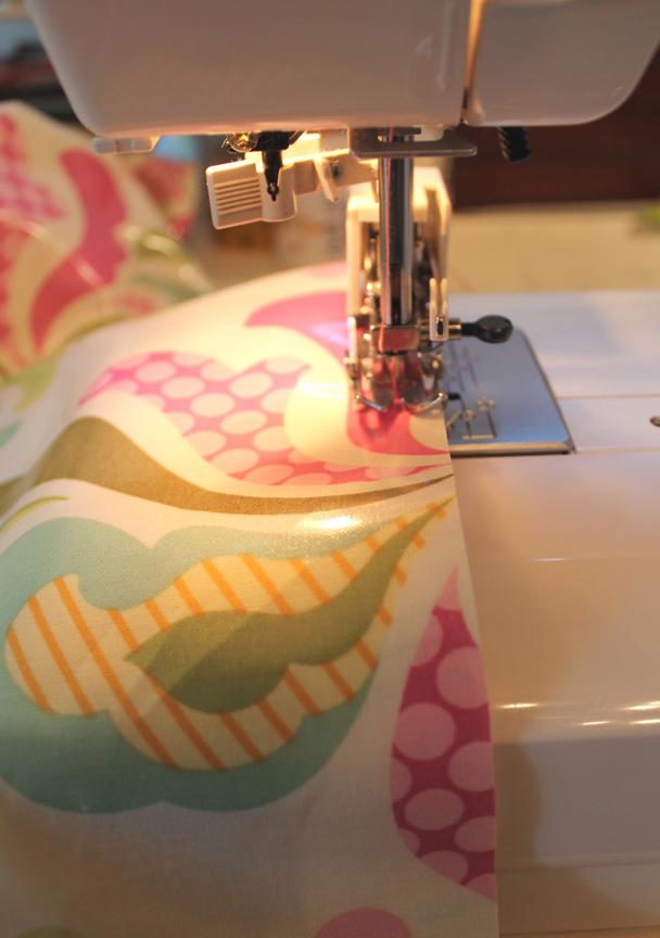Sew the laminate and home dec fabrics together around the perimeter of all four sides.