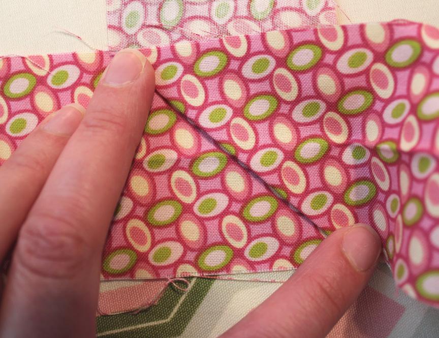 Summer Picnic Blanket Pin together, and using the crease in the fabric as a guide, sew a seam and backstitch at