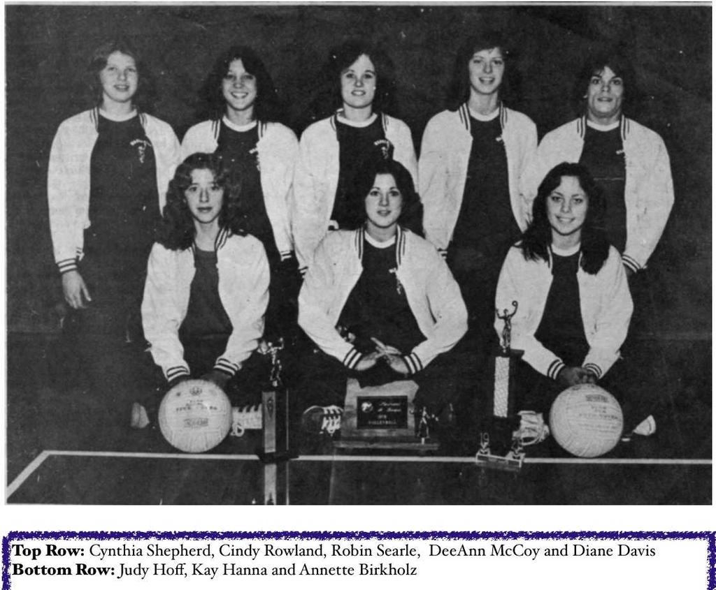 1978 Volleyball Team The 1978 Volleyball Team coached by Jessie Wallace finished the season with a record of 20-2 on their way to a league championship and a third place finish at the State