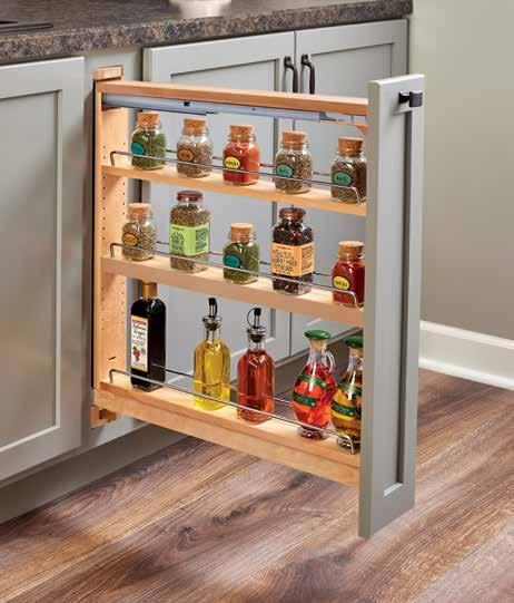 NOW WITH SOFT-CLOSE Tiered Maple Base Organizers Rev-A-Shelf s 438 Series Tiered Base Organizers are now available with BLUMOTION soft-close!