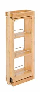 NOW WITH SOFT-CLOSE kitchen 38 Soft-Close Tiered Maple Wall Fillers Utilize the wasted space behind decorative wall fillers by converting them into soft-close storage pullouts with Rev-A-Shelf s