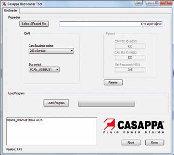 CASAPPA BOOTLOADER TOOL AND DIAGNOSTIC CABLE Electronic control devices The software allows remote electronic control unit programming through CAN interface (device PCAN scope).