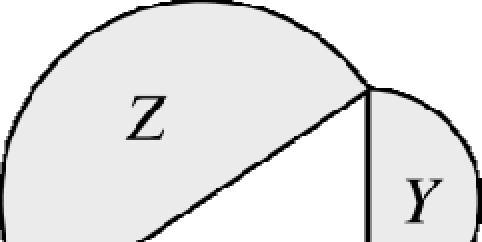 9. Three semicircles have diameters which are the sides of a right-angle triangle.