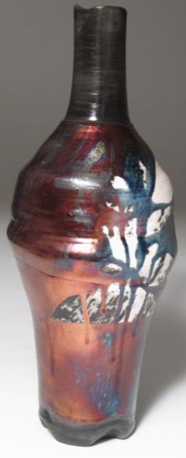 25in) $115 284 Kelp Vase with Copper and Crystals Lidded lustrous