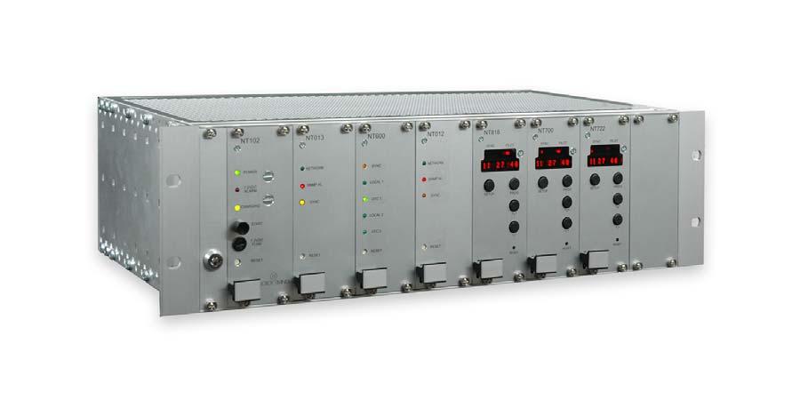 RADIO TIMING 4000 Modular Time Centre allowing a redundancy on all the outputs for a high security level.