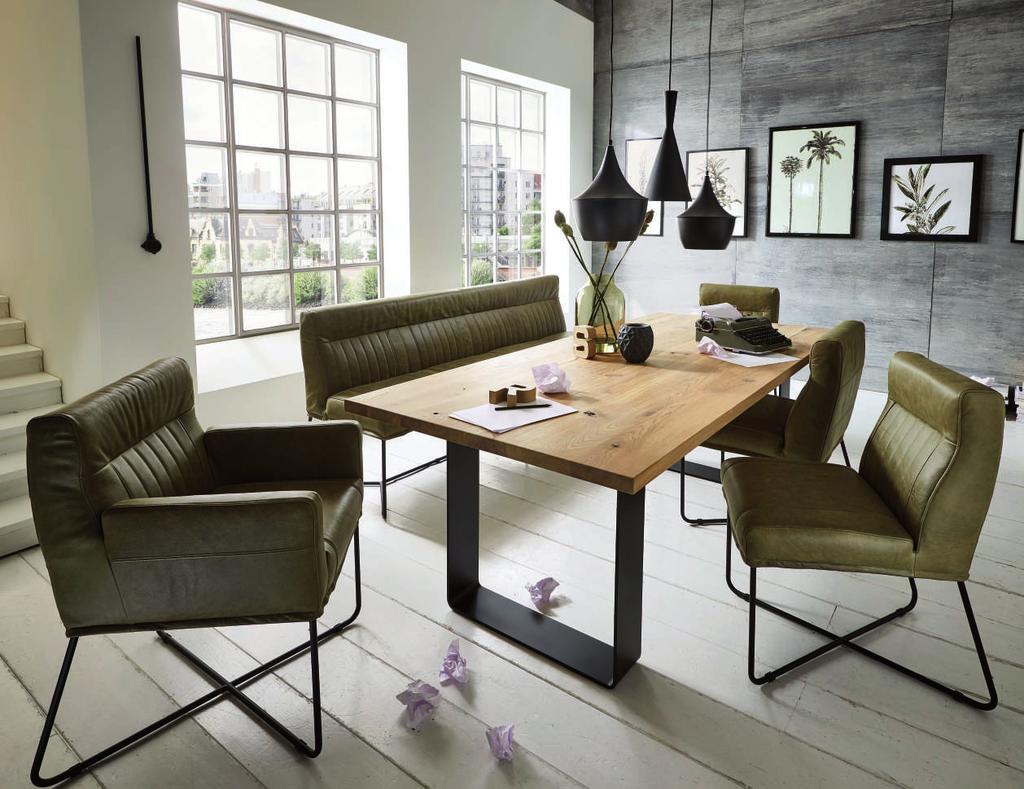 An extensive collection of dining and living furniture, produced in Europe, fuses the beauty and nature of wood and metal in a contemporary style.