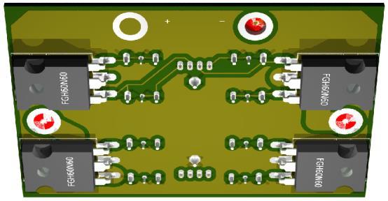 This is done using four transistors that, when switched in a certain way, alternate the direction of current flow through the connected device.