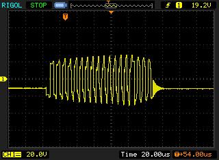 Figure 60: H-bridge output voltage waveform If we look more closely at the waveform it doesn t look much like a square wave except at the beginning.