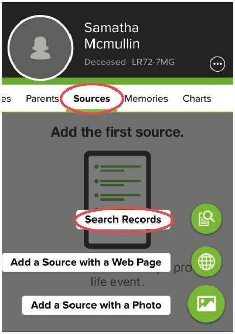 Find and add sources. Besides exploring and expanding the ancestors you have on your tree, you can also find and add sources to your tree with this app.