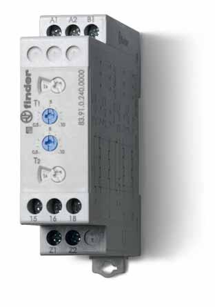 Series - Modular timers 8-16 A 83 Features 83.62 83.82 83.91 Mono-function and multi-function timer range 83.62 - Power off-delay, multi-voltage, 2 Pole 83.