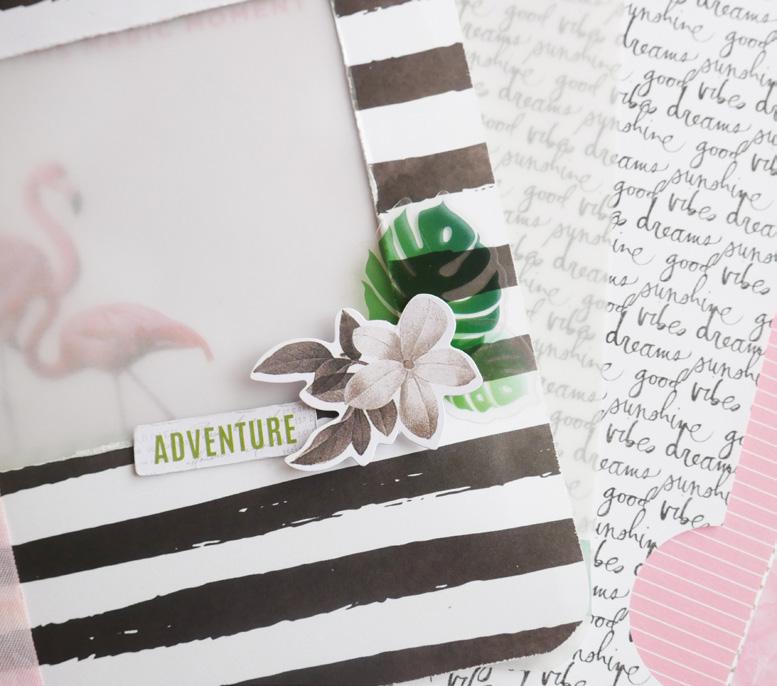 These techniques can be used again and again adding texture and dimension as well as plenty of interest to your pages. Story for me is key when creating meaningful scrapbook pages.