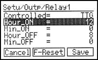 6.4 Setup Output Relay (If TTG (Time to Go) is selected) How to enter Setup Output Relay : SETUP RELAY OUTPUT MODE To allow the user to set the operation of the relay according to the usable time
