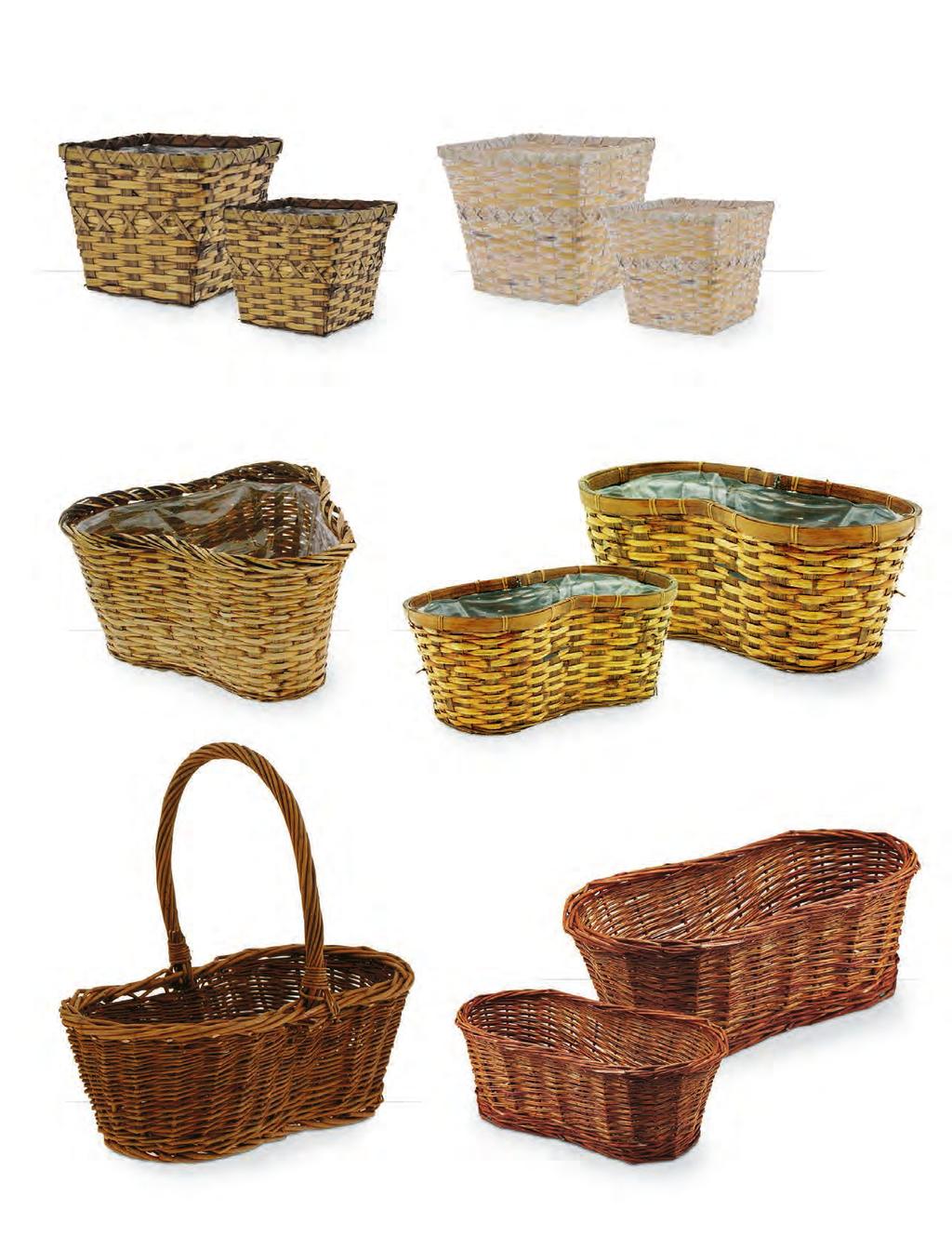 Faux Rattan Square Planters Includes Sewn-In Liners 3978-ST Fits 8 pot 6/$4.99 ea. 2976-ST Fits 6 pot 12/$2.99 ea. Bamboo Peanut Baskets Includes Sewn-In Liners 3978-WW Fits 8 pot 6/$4.99 ea. 2976-WW Fits 6 pot 12/$2.