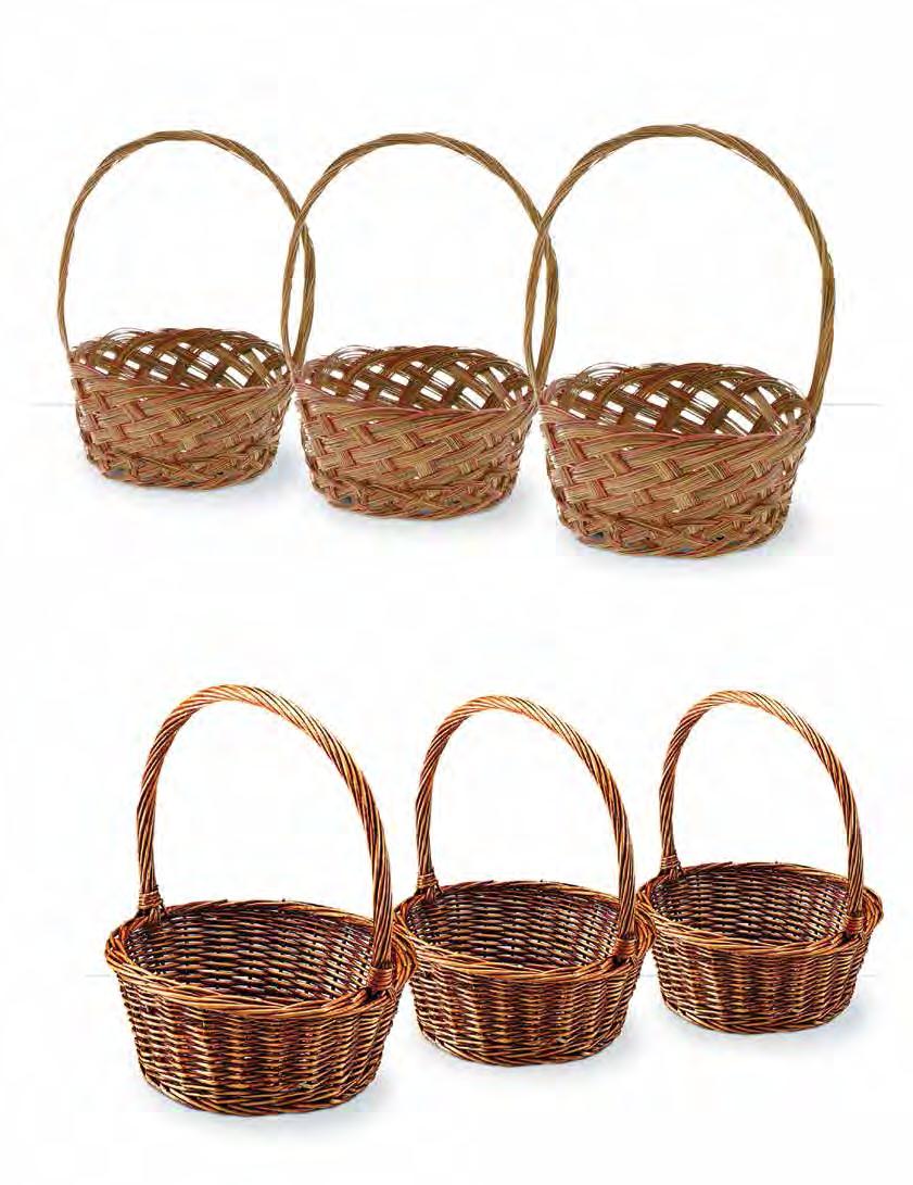 Round Coco Mid-Rib Single Baskets Includes Hard Plastic Liners 6908 8.5 x 3.5 24/$1.19 ea. 6910 10.5 x 4 18/$1.79 ea. 6912 12.5 x 4.5 12/$2.49 ea.
