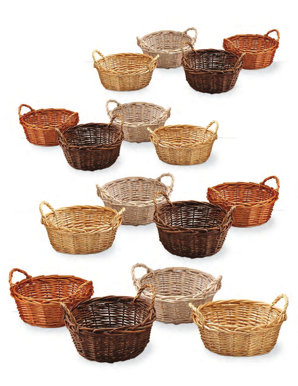Assorted Round Willow Bowls Includes Hard Plastic Liners RO110-AST 10 x 4.75 16/$3.99 ea. RO112-AST 12 x 5.25 8/$5.99 ea. RO114-AST 14 x 7 8/$6.