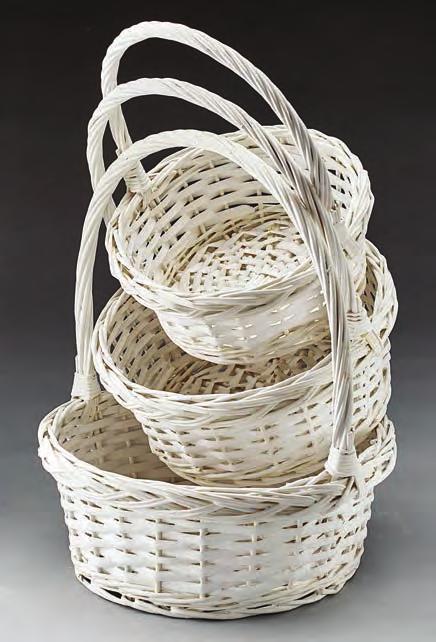 99 set 4008-WW White wash 12/$2.49 ea. Set/3 Round Willow Baskets Includes Hard Plastic Liners 60004-WH Painted white 6/$12.