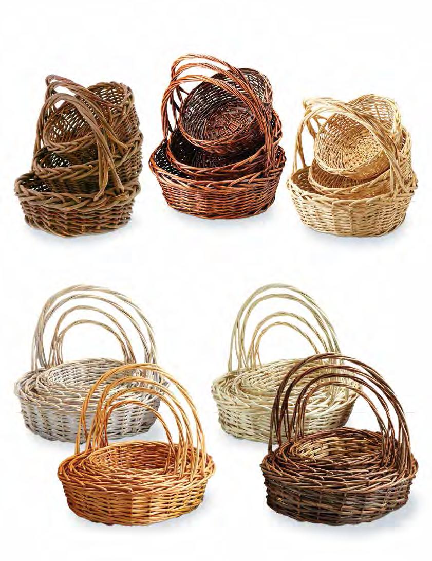Set/3 Round Willow Baskets Large: 17 x 6 Small: 12.5 x 4.5 Includes Hard Plastic Liners 20401-UP 4/$17.99 set 20401-ST 4/$17.