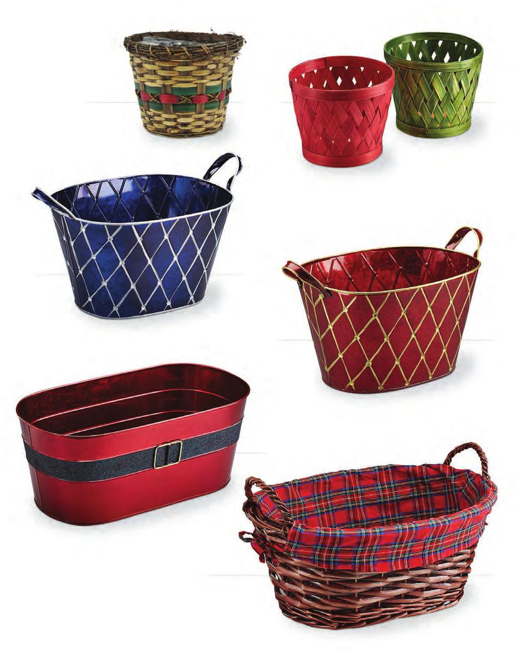 6309 Woodchip and Vine Container with Sewn-In Liner Fits 6 plant 7 diameter x 6 tall 6/$2.49 ea. 31975 Round Woodchip Container Two assorted colors Plastic liner included 7.25 diameter x 6.