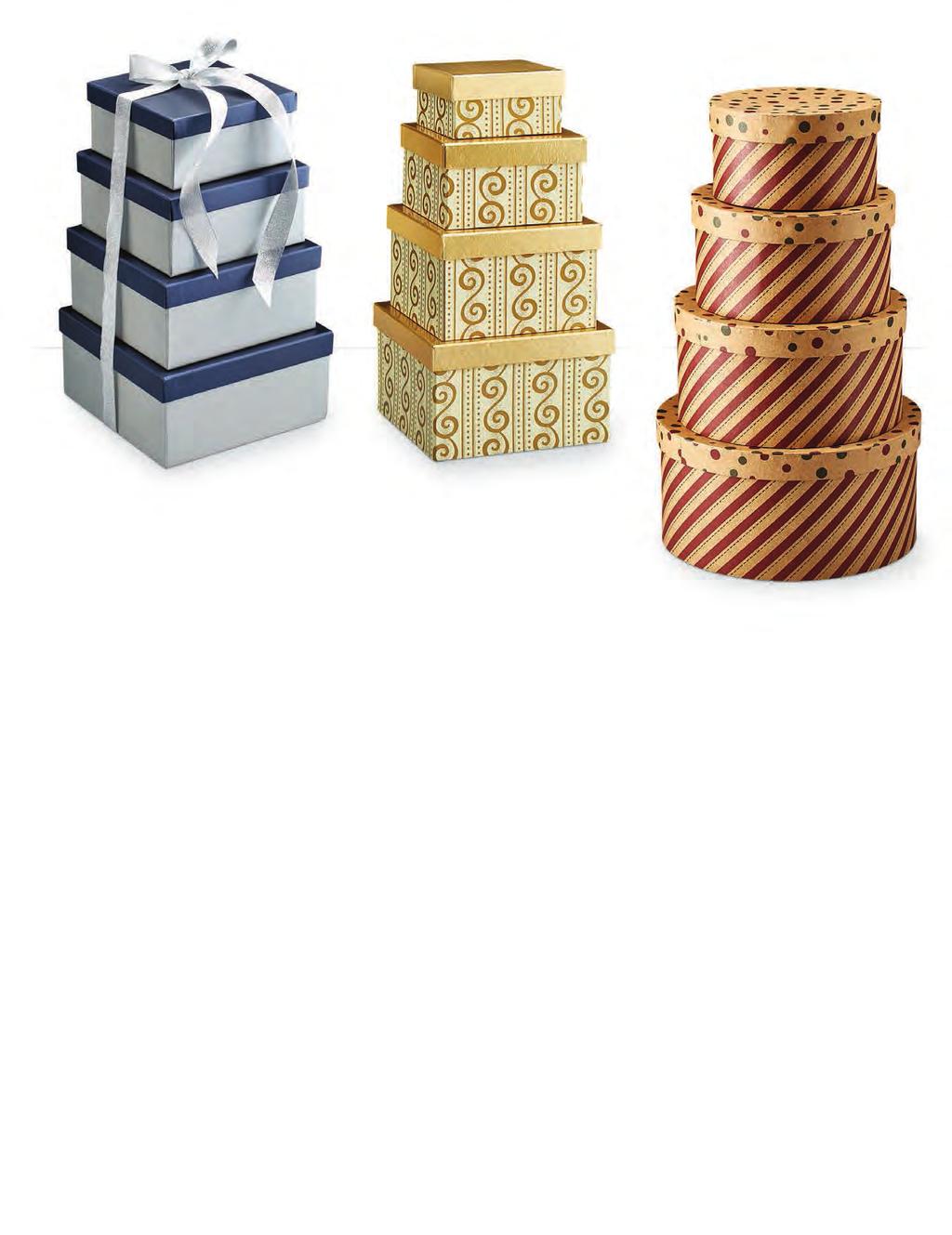 5007/SILVER Set/4 Square Corrugated Box with Organza Ribbon Large: 8.5 x 8.5 x 4.25 Small: 6.25 x 6.25 x 3 2/$5.