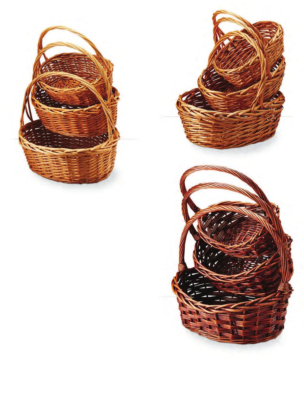 Baskets Without Plastic Liners 64600 Set/3 Willow Baskets with East/West Handle Buff color Large: 16.5 x 12.75 x 6.25 Small: 13 X 9.
