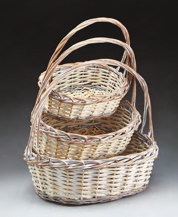 99 set 10162 Set/3 White Washed Willow Baskets Large: 15.75 x 11.75 x 5.5 Small: 10.5 x 7 x 4 4/$18.