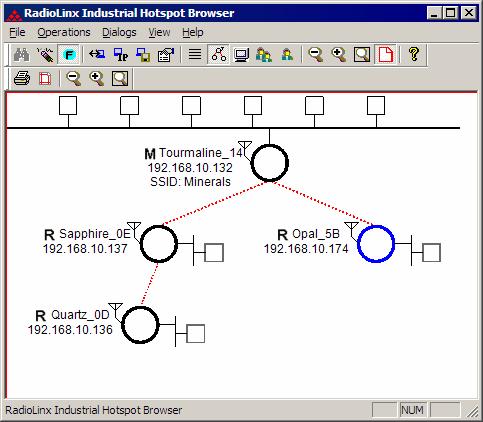 RadioLinx Browser RLX-IHW 802.11a, b, g 5.6.9 Show Parents The show parents function allows you to display the possible alternate parents for a repeater graphically in the topology view.