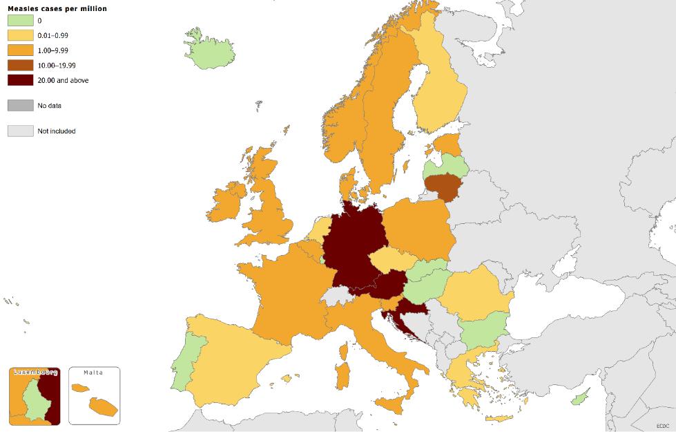 28 de ţări UE au raportat în anul 2014, 17 528 de cazuri confirmate de boală invazivă penumococică, cu o incidență a cazurilor confirmate de 4,8 la 100.000 de locuitori.
