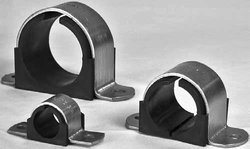 STANDARD CLAMPS HOM Flat Cushion Clamps F The interlock edge insures that the cushion remains in place. The HOM clamp assembly retains, guides, protects and uniformly spaces line runs.