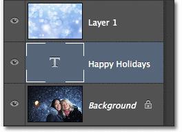 When the highlight bar appears, I ll release my mouse button and the Type layer is moved right where I need it directly below Layer 1: