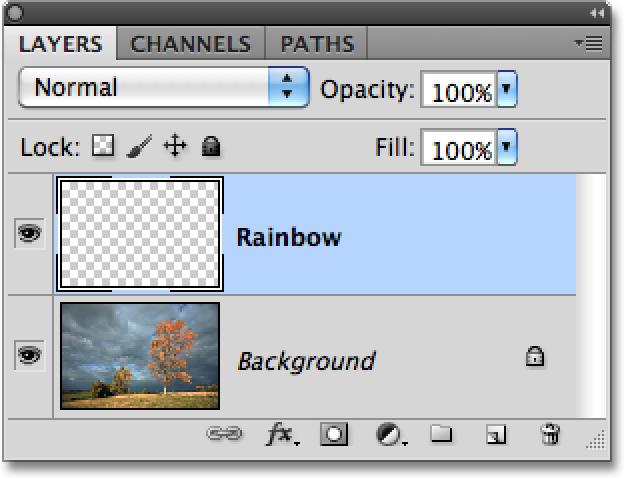 Photoshop adds a new blank layer named Layer 1 above the Background layer.