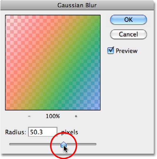 This opens Photoshop s Gaussian Blur dialog box.