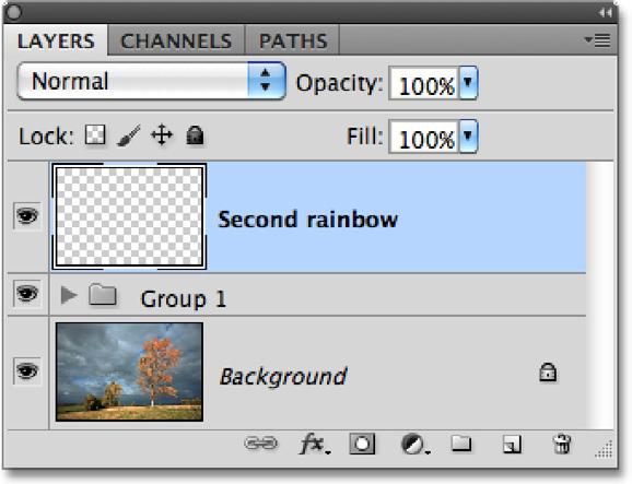 The new layer will appear above the layer group in the Layers panel.