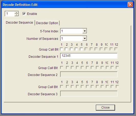 Decoder Definition Edit (Decoder Sequence) Screen When the Edit Tab from the Decoder Sequence screen is pressed, the following screen appears: Enable Enables or disables the template.