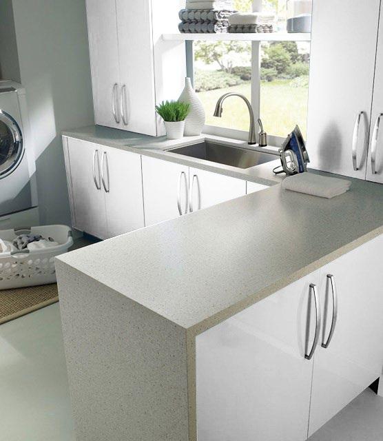 DuPont Corian Organics feature a grain and colour pattern which in certain large benchtop designs may show the grain pattern change along the join area.
