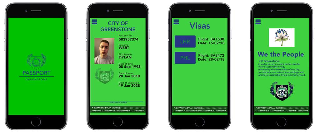 The logo and flag are included in the passport design so to connect the piece to the rest of the cities documentation and graphic works.