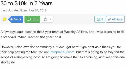 He s also gone on to earn much more which you can read about in his Wealthy Affiliate blogs.