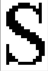 Bitmap Graphics: Example The letter S is placed on a grid of