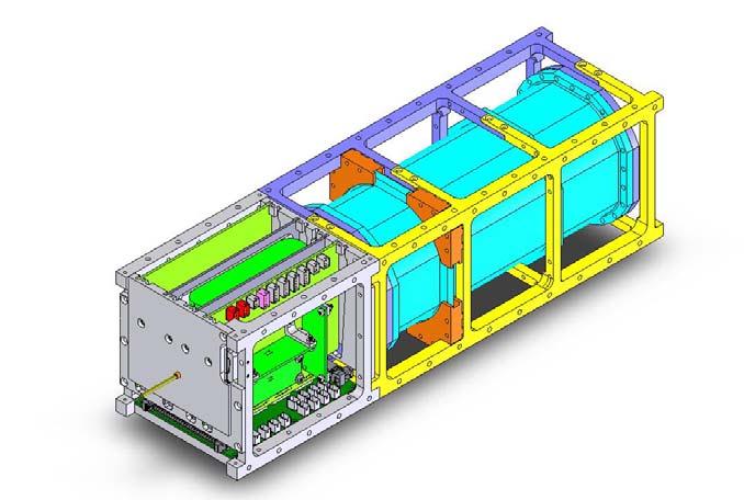 Spacecraft layout Triple Cube 100x100mm footprint 340mm long
