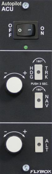 Autopilot system Autopilot overview ON/OFF switch HDG/TRK knob for heading/tracking setting ALT knob for altitude setting ON led indicator HDG/TRK button with led (led on when autopilot is engaged in