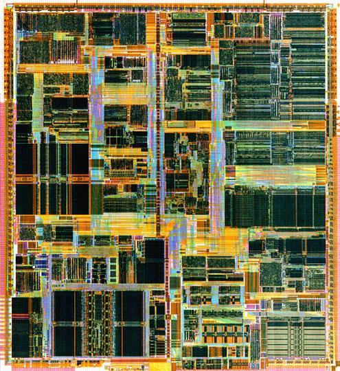 Pentium IV processor 2001 Picture shows a ULSI chip with 32-bit processor Intel Pentium 4. 0.