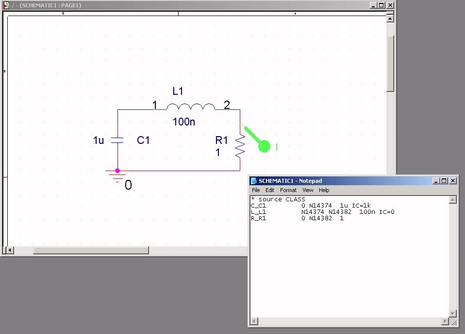 Typical Work Flow Shown is a simple pulsed power circuit. Also shown is the Spice netlist that was generated by the software.