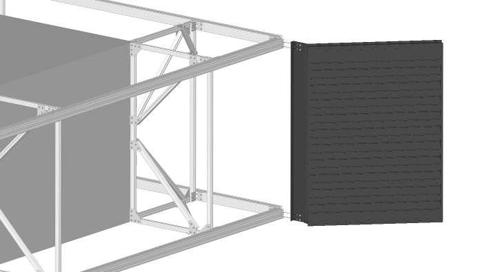 Mount Louvers and Latch Hardware to Rails: Parts List: Louver panels with factory attached hinges L - Latch