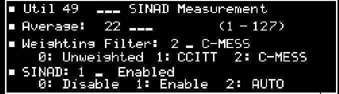High performance SINAD measurement 50 db measurement range Accurate DSP based CMESS, CCITT P53 and un-weighted filters Simple Operation Set up of the measurement selections from a utility menu