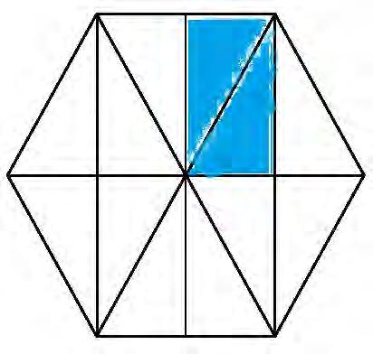 18 A regular hexagon is divided into congruent right-angled triangles.