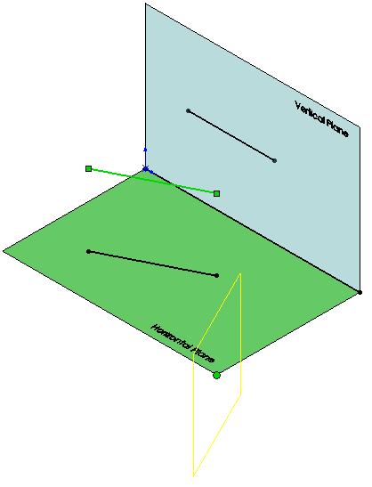 Point view of the line Select Right View. The line no longer appears as a point in the end view because we are no longer projecting along the true length of the line.