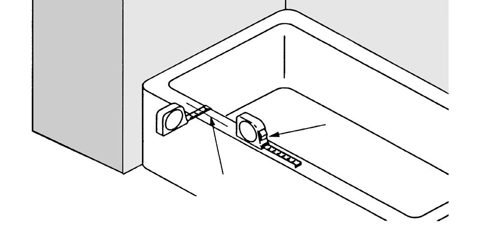 A. Using the Tape Measure, measure between right and left walls along the flattest part of the shower sill. Round off both ends of the Curb (#2) and Wall Jambs if necessary. B.