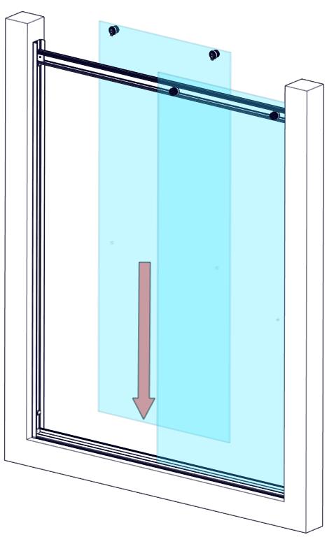 Slide the Panel to 1 wall. It is easiest to set the glass near the middle of the header.