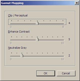 Gamut Mapping controls It contains three controls that can be used to control the second step in Gamut Mapping.