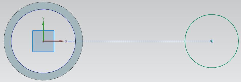 Draw a circle near the first one, with its centre located on the horizontal axis.