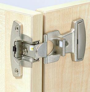 E Single-pivot hinge with snap-on assembly for inset doors single cabinets mm sides/doors, opening angle 180 For hole line 32 mm 180 Single pivot hinge with visible knuckle for inset doors, for